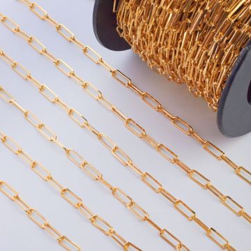 Łańcuch srebrny podłużne owale ścinane pozłacane AG925 13,5x4,8mm