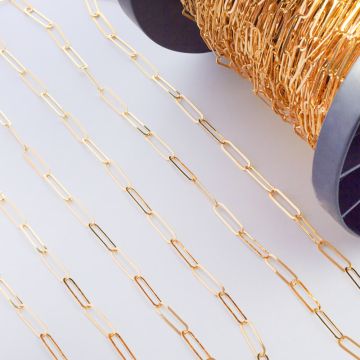 Łańcuch srebrny podłużne owale płaskie pozłacane AG925 16x4,6mm