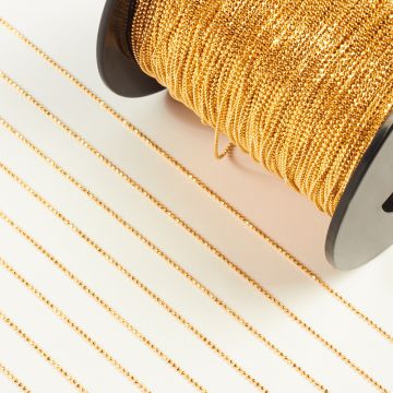 Łańcuch srebrny bulion kulki AG925 pozłacany 1mm