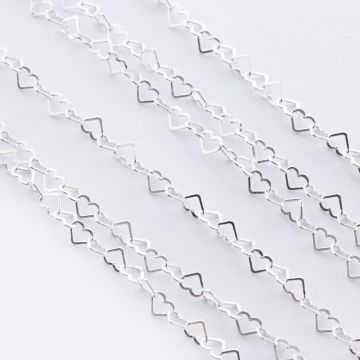 Srebrny łańcuszek serca AG925 4x3,5mm