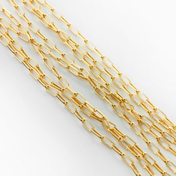 Srebrny łańcuszek rolo podłużny AG925 pozłacany 6x2,4mm