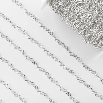 Srebrny łańcuszek serca z kółeczkami AG925 3mm