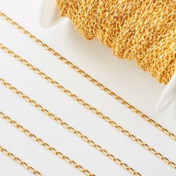 Srebrny łańcuszek rolo podłużny diamentowany AG925 pozłacany 4,5x2mm