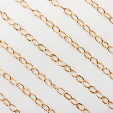 Srebrny łańcuszek owale nacinane AG925 pozłacany 8x5mm