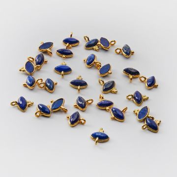 Srebrna zawieszka lapis lazuli w srebrnym okuciu AG925 pozłacana 7,5mm