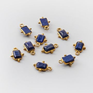 Srebrna zawieszka lapis lazuli w srebrnym okuciu AG925 pozłacana 7x5mm