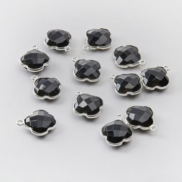 Srebrna zawieszka onyks koniczyna marokańska w srebrnym okuciu AG925 12,5mm