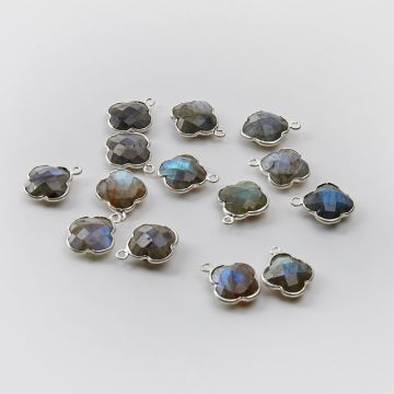 Srebrna zawieszka labradoryt w srebrnym okuciu AG925 12,5mm