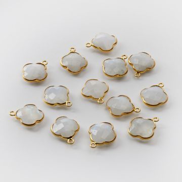 Srebrna zawieszka kamień księżycowy w srebrnym okuciu AG925 pozłacana 12,5mm