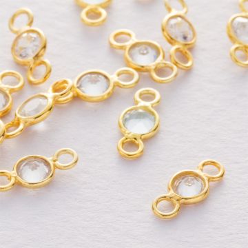 Cyrkonia biała fasetowana łącznik w okuciu pozłacanym AG925 3,5mm