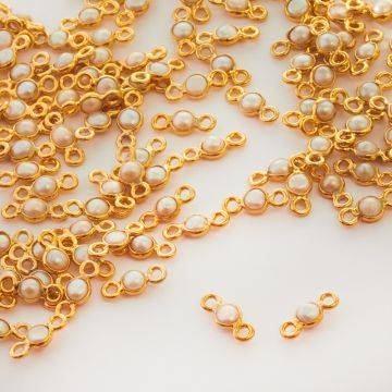 Srebrny łącznik perła w okuciu pozłacana AG925 3,5mm