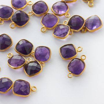 Zawieszka  ametyst fasetowany w okuciu pozłacanym AG925 8mm