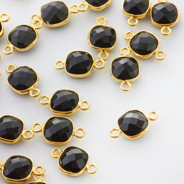 Łącznik onyks fasetowany w okuciu pozłacanym AG925 8mm