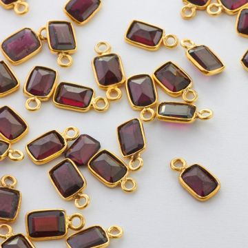 Zawieszka granat fasetowany w okuciu pozłacanym AG925 7x5mm