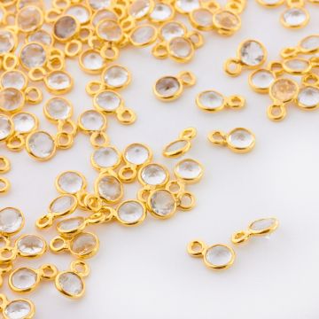 Biały kryształ fasetowany w okuciu zawieszka AG925 4mm