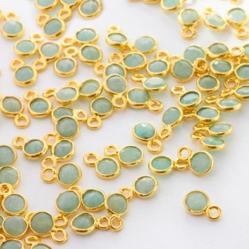 Chalcedon zielony fasetowany w okuciu zawieszka AG925 4mm