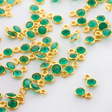 Zielony onyks fasetowany zawieszka w okuciu AG925 4mm