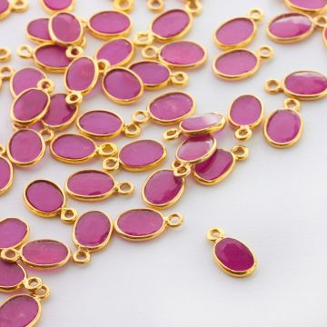 Rubin fasetowany owal w okuciu zawieszka AG925 7mm