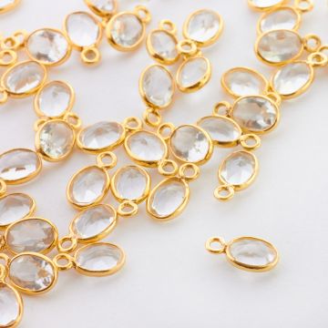 Kryształ górski owal fasetowany w okuciu zawieszka AG925 7mm