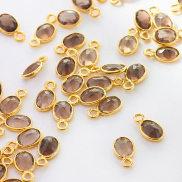 Kwarc dymny owal fasetowany w okuciu zawieszka AG925 6,5mm