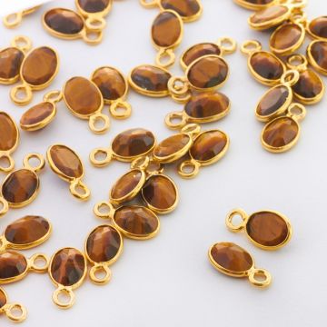 Tygrysie oko owal fasetowany w okuciu zawieszka AG925 6mm