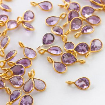 Ametyst łezka fasetowana w okuciu zawieszka AG925 7mm