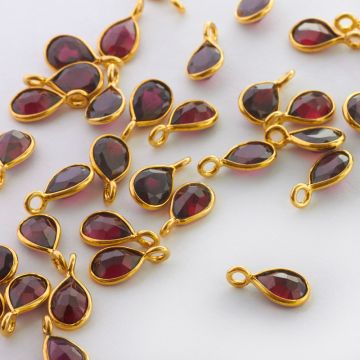 Granat łezka fasetowana w okuciu zawieszka AG925 7mm