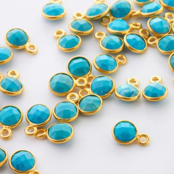 MAGnezyt fasetowany krążek w okuciu AG925 pozłacana 6mm