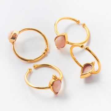 Pierścionek regulowany z rodonitem pozłacany AG925 20mm Pierścionek regulowany z rodonitem pozłacany AG925 20mm