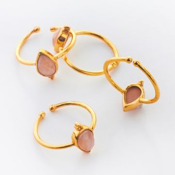 Pierścionek regulowany z kamieniem słonecznym pozłacany AG925 20mm Pierścionek regulowany z kamieniem słonecznym pozłacany AG925 20mm