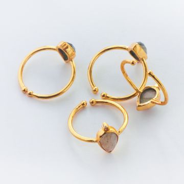 Pierścionek regulowany z labradorytem pozłacany AG925 20mm Pierścionek regulowany z labradorytem pozłacany AG925 20mm