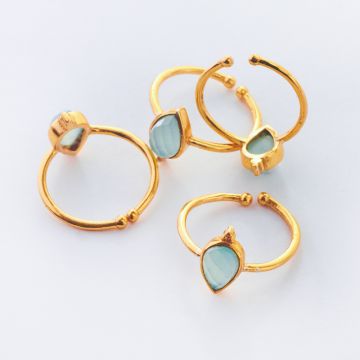 Pierścionek regulowany z chalcedonem błękitnym pozłacany AG925 20mm Pierścionek regulowany z chalcedonem błękitnym pozłacany AG925 20mm