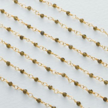 Łańcuch srebrny AG925 pozłacany z kryształem dymnym fasetowanym 2mm