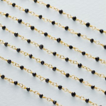 Łańcuch srebrny AG925 pozłacany ze spinelem fasetowanym 2mm