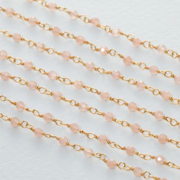 Łańcuch srebrny AG925 pozłacany z kamieniem słonecznym fasetowanym