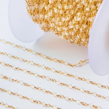 Srebrny łańcuch z kryształem górskim pozłacany AG925 2,5mm