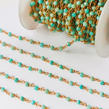 Srebrny łańcuch z amazonitem fasetowanym AG925 3mm