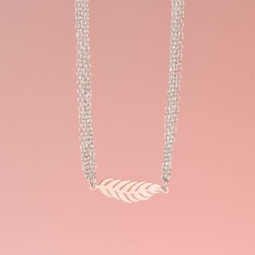 Srebrny rodowany naszyjnik z pozłacanym piórkiem, AG925 47cm Srebrny rodowany naszyjnik z pozłacanym piórkiem, AG925 47cm