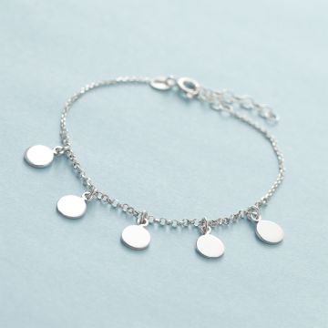 Srebrna, rodowana bransoletka pięć kółeczek, AG925 16-19cm Srebrna, rodowana bransoletka pięć kółeczek, AG925 16-19cm