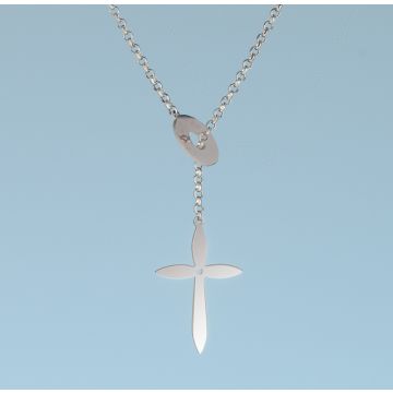 Srebrny, rodowany naszyjnik kółko i krzyżyk, AG925 Srebrny, rodowany naszyjnik kółko i krzyżyk, AG925