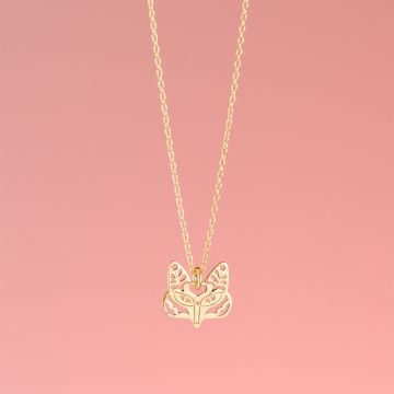 Srebrny, pozłacany naszyjnik lisek ażurowy, AG925 46cm Srebrny, pozłacany naszyjnik lisek ażurowy, AG925 46cm