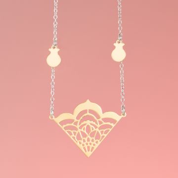 Srebrny rodowany naszyjnik z pozłacanym wachlarzem,  AG925 46cm