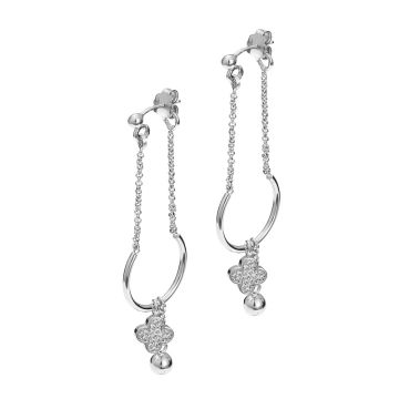 Kolczyki rodowane z kwiatkiem z cyrkoniami AG925