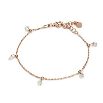 Bransoletka różowe złoto z białymi cyrkoniami AG925 Bransoletka różowe złoto z białymi cyrkoniami AG925