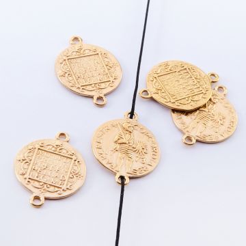 Srebrna moneta łącznik wojownik pozłacany 15mm