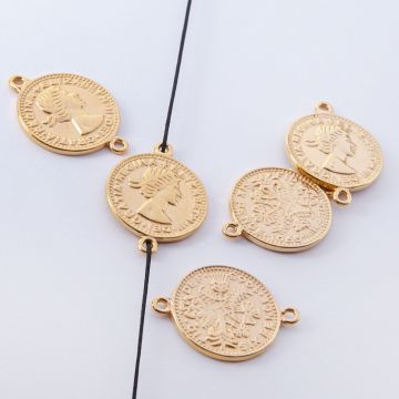 Srebrna moneta łącznik Elżbieta II Dei Gratia Regina pozłacana 17mm