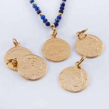 Srebrna moneta zawieszka Liberty pozłacana 16mm