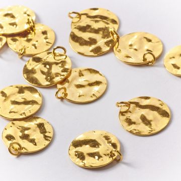 Srebrna zawieszka blaszka pomarszczona AG925 złoty 17mm