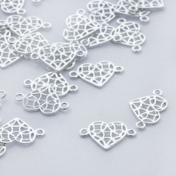 Srebrny łącznik serce ozdobne AG925 18mm