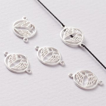 Srebrny łącznik do bransoletek skrzydła anioła AG925 17x12mm